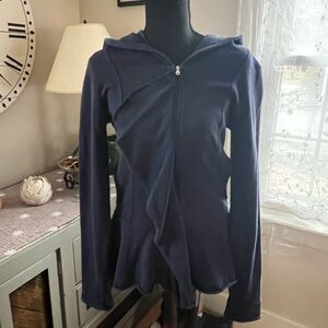 Lucy Navy Blue Ruffle Front Hoodie